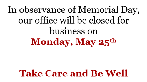 Memorial Day Closure